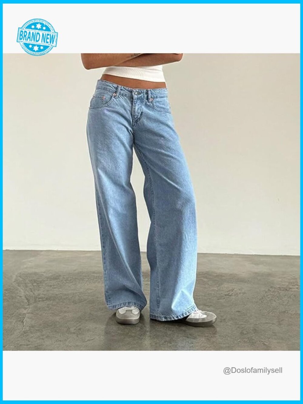 Wide Leg Low Rise Boyfriend Jeans Loose Fit Y2K Vintage Denim Pants - Picture 2 of 7